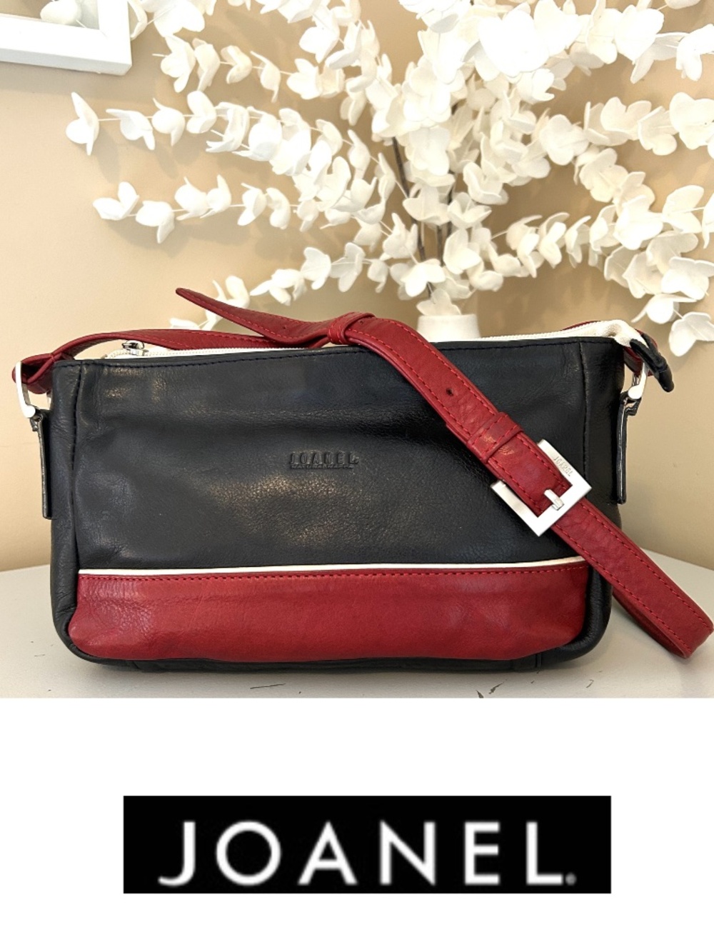 Vintage Joanel Nappa Leather Colorblock Shoulder/Crossbody Bag EUC